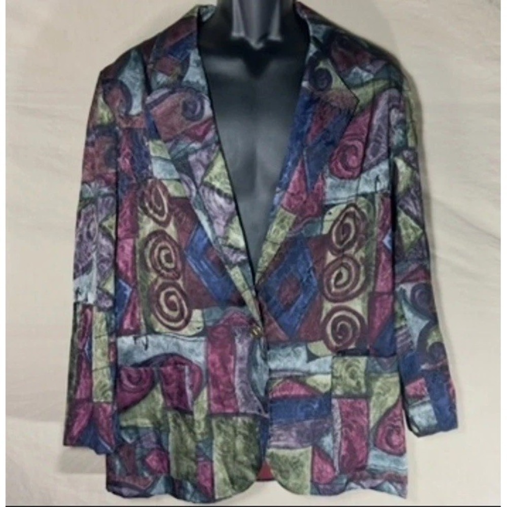Danielle B Vintage‎ Abstract Art Blazer Womens Medium Colorful 80s 90s